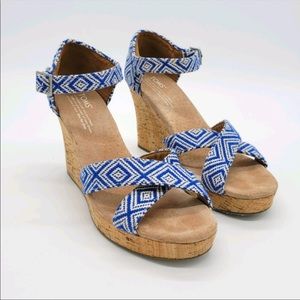 TOMS Sienna boho cork wedge sandals Size 8